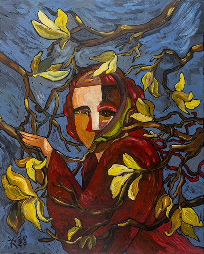 Self-portrait With Magnolias