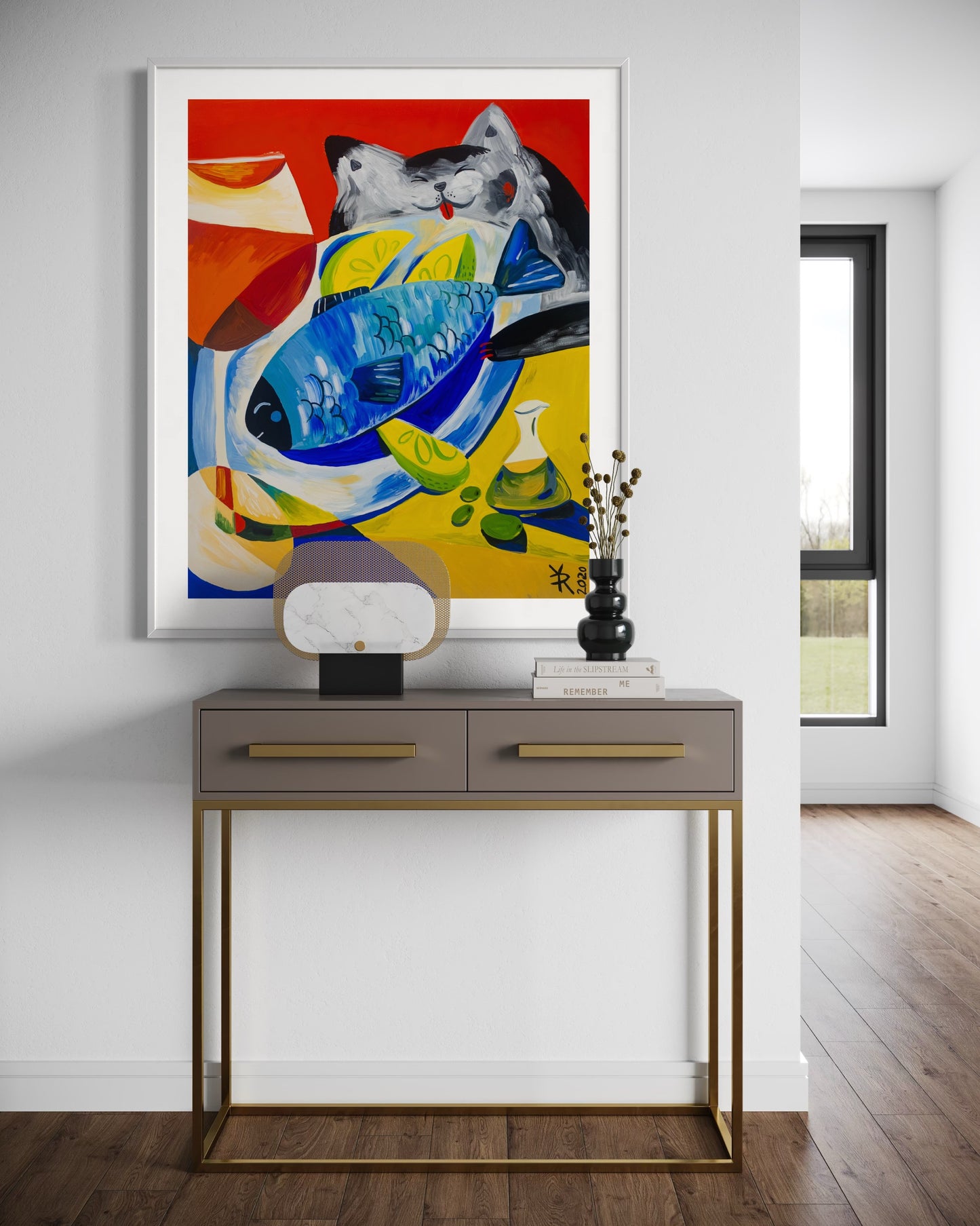 A Still Life With An Imaginary Cat, A Tuna and Aperol Spritz