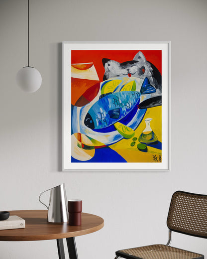 A Still Life With An Imaginary Cat, A Tuna and Aperol Spritz