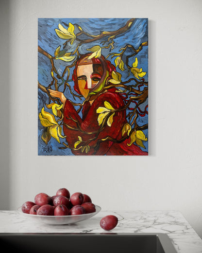 Self-portrait With Magnolias