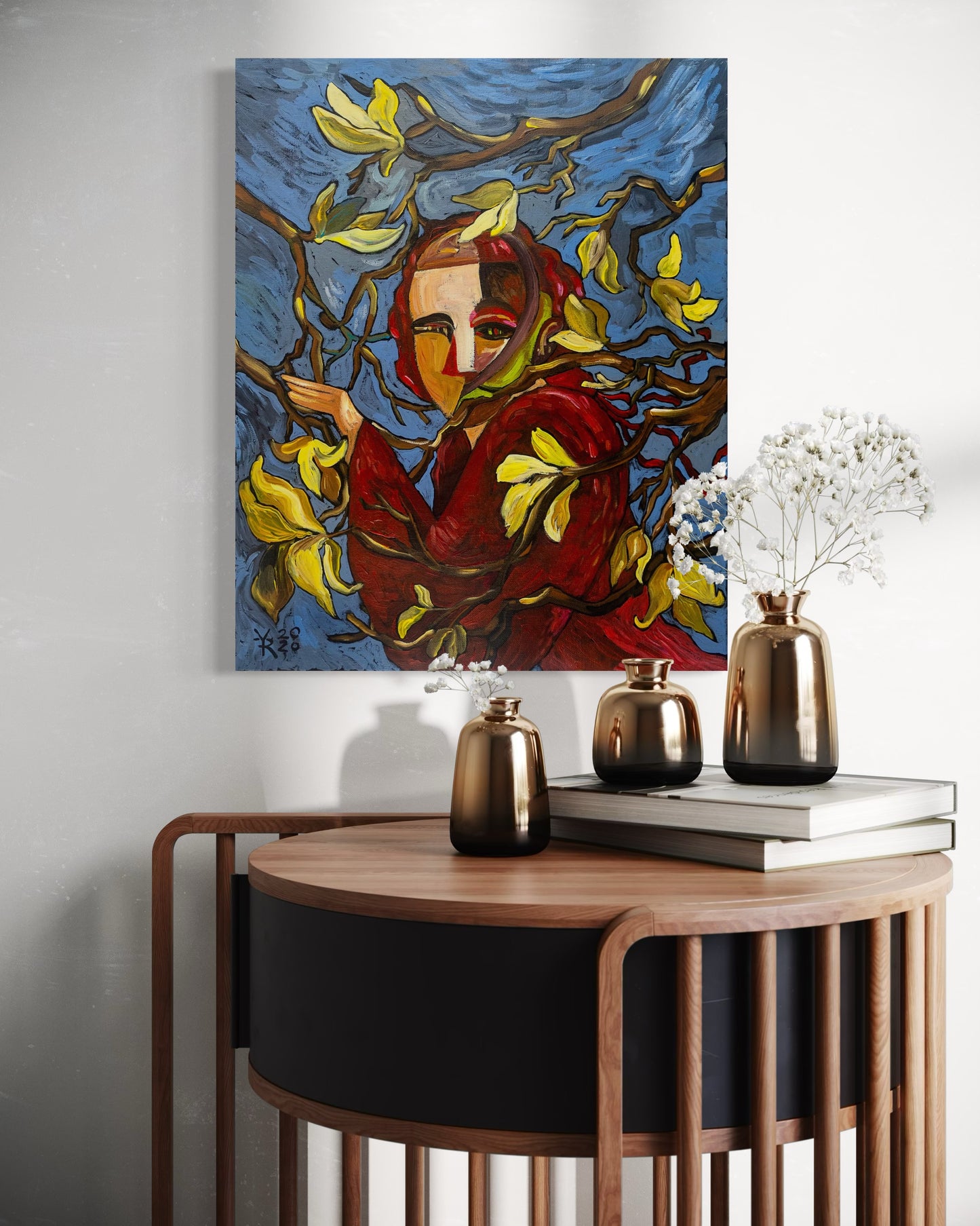 Self-portrait With Magnolias